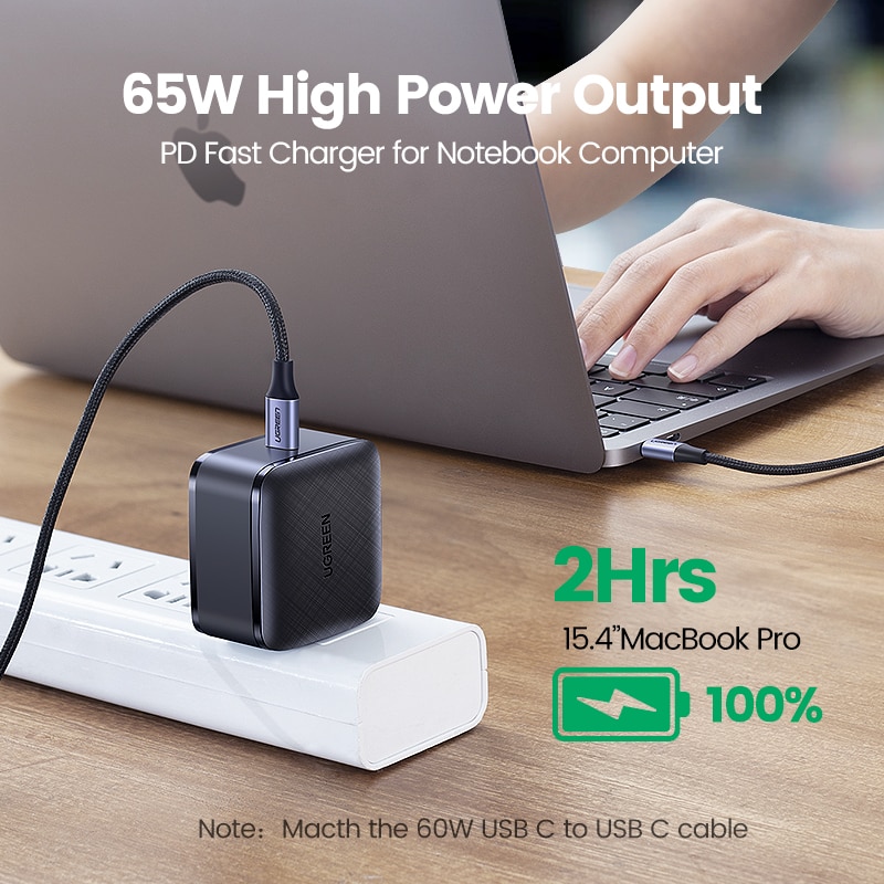 UGREEN 65W GaN Charger Quick Charge 4 0 3 0 Type C PD USB Charger