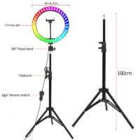 10" RGB LED Ring Light Selfie Photographic Lighting Colorful Ring Lamp Dimmable with Control Stand