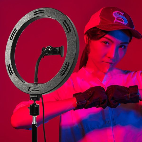 10" RGB LED Ring Light Selfie Photographic Lighting Colorful Ring Lamp Dimmable with Control Stand