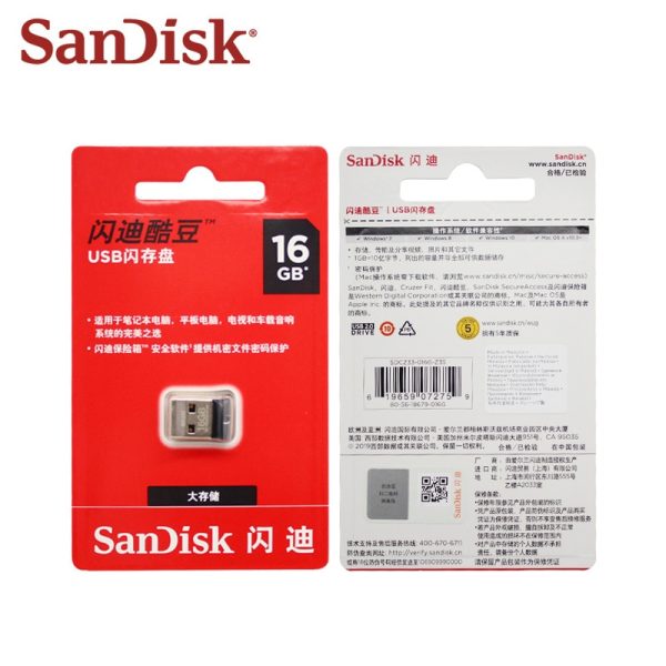 100% Original SanDisk USB 2.0 CZ33 Mini Pen Drive 64GB 32GB 16GB USB Flash