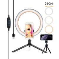 26/16CM Photography Lighting Phone Ringlight Tripod Stand Photo Led Selfie Remote Control