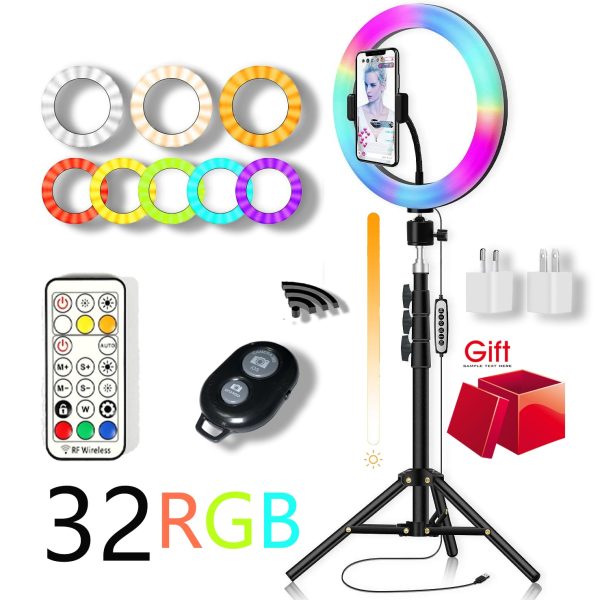 26CM RGB Color Soft Ring Light Remote Circle Lamp With Tripod Stand Photography