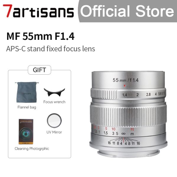 7artisans 7 artisans 55mm F1.4 Large Aperture Portrait MF Prime Lenses for Sony E a6600 a6100/M4/3 mount GX9 G9