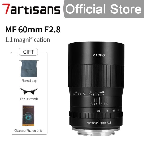 7artisans 7 artisans 60mm f2.8 1:1 Macro Lens Is Suitable for Canon EOSM EOSR/Sony E/Fuji FX/M4/3/Nikon Z Mount A6000 A6500 M50