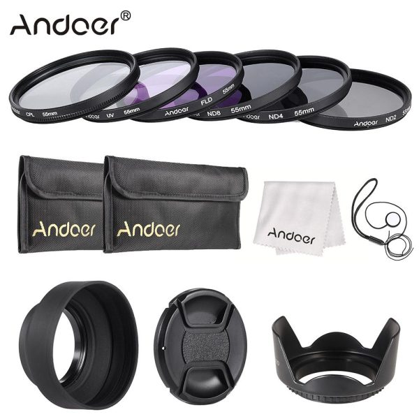 Andoer 49-77mm Lens Filter Kit UV CPL FLD ND(ND2 ND4 ND8