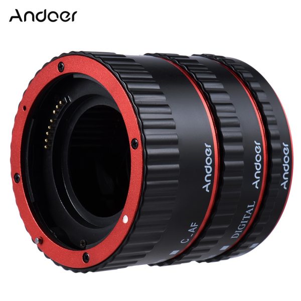 Andoer Colorful Metal TTL Auto Focus AF Macro Extension Tube Ring for Canon EOS EF EF-S 60D 7D 5D II 550D Red