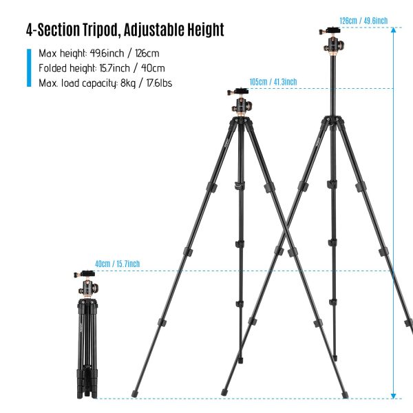 Andoer Q160SA Camera Tripod Complete Tripods with Panoramic Ballhead Bubble