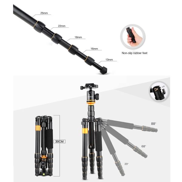 Andoer QZ-278 Professional Tripod Monopod Camera Tripod with Ball Head