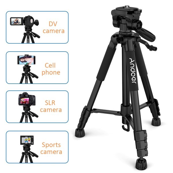 Andoer TTT-663N 57.5inch Camera Tripod for Phone Tripode Para Camara