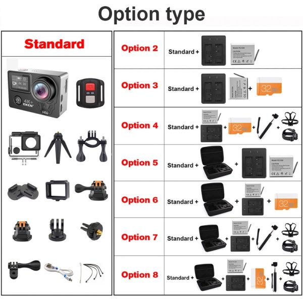 EKEN H5S Plus 4K 30fps Action Camera HD EIS with Ambarella A12 chip inside 30m waterproof