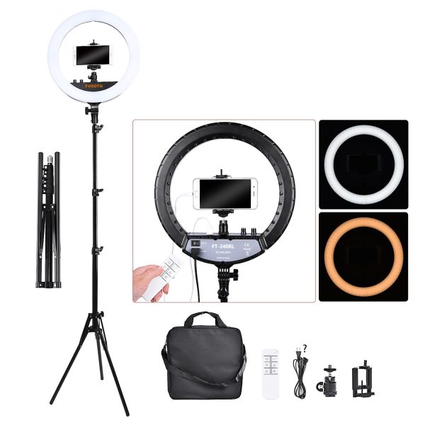 FOSOTO FT-240RL Led Ring Light 14 inch Ring Lamp Video Ringlight Photography lamp With Tripod Remote