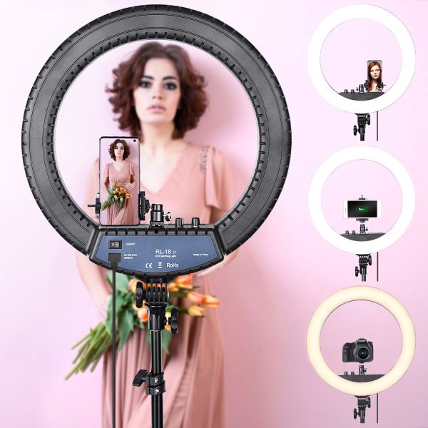 FOSOTO RL-18II Ring Lamp 18 Inch Photographic Lighting Ringlight 512Pcs Led Ring Light With Tripod Stand