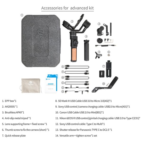 FeiyuTech Official AK2000S DSLR Camera Stabilizer Handheld Gimbal Mirrorless 2.2 kg Payload fit for Sony Canon Fuji