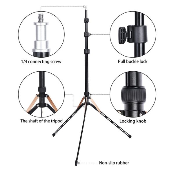 Fosoto FT-190 Gold Ring Lamp Tripod Stand 1/4 Screw Softbox