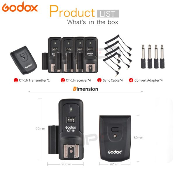 Godox CT-16 16 Channels Wireless Radio Flash Trigger Transmitter Receiver Set