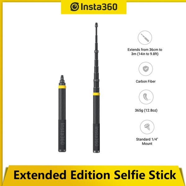 Insta360 3 Metre Extended Edition Invisible Selfie Stick Action 4K Camera Accessories Carbon Fiber Handle