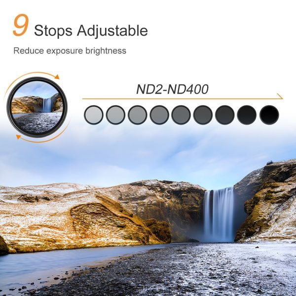 K&F CONCEPT 37-82mm ND2 to ND400 ND Lens Filter Fader Adjustable Neutral Density Variable 49mm 52mm 58mm 62mm 67mm 77mm