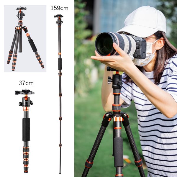 K&F Concept BA225 60 inch Carbon Fiber Tripod Lightweight Aluminum Alloy Triangle Seat Detachable