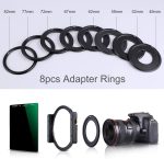 K&F Concept ND1000 Square Filter Multi-Coated 100x100mm Neutral Density Filter with One Filter Holder 8pcs Filter Ring adapters