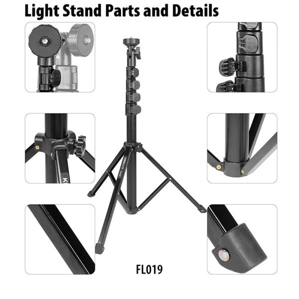 KINGJOY 1.55m Light Stand Tripod Max Load to 5KG for Photo Studio Fresnel Tungsten Light TV Station