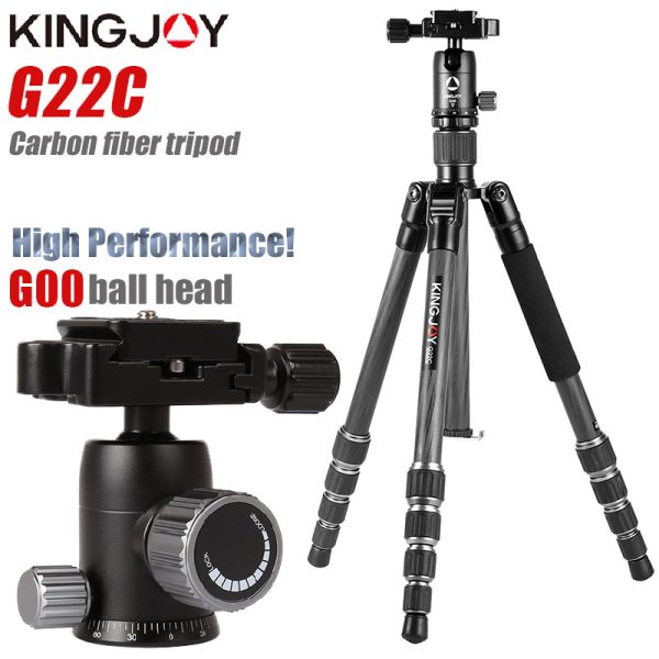 KINGJOY G22C Professional Carbon Fiber Tripod For Digital Camera Tripode Suitable