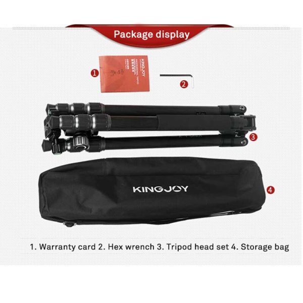 KINGJOY Official Professional Carbon Fiber Portable Tripod Kit Monopod Stand Ball head