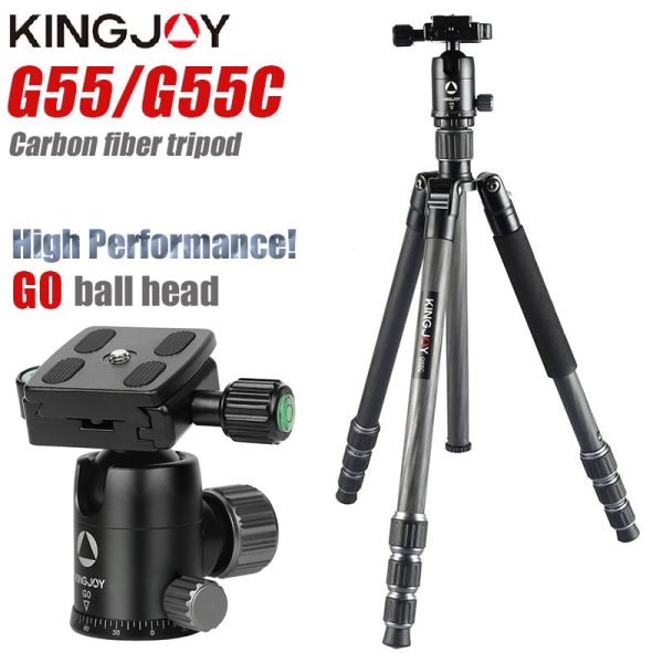 KINGJOY Official Professional Carbon Fiber Portable Tripod Kit Monopod Stand Ball head