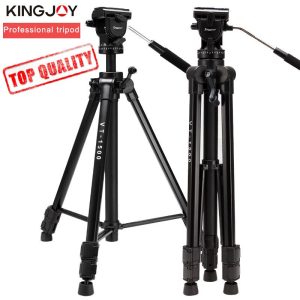 KINGJOY Official VT-1500 Tripod For Video Camera Stand Profesional For All Models Digital SLR DSLR Holder Stativ Mobile Flexible