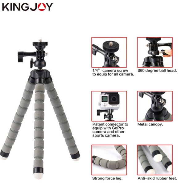 Kingjoy Official KT-600S Mini Gopro Tripod mount Octopus Movil Flexible Mobile Celular Holder