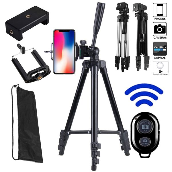 Lightweight Camera Phone Tripod Portable AdjustableStand Mount Holder Clip Remote Control