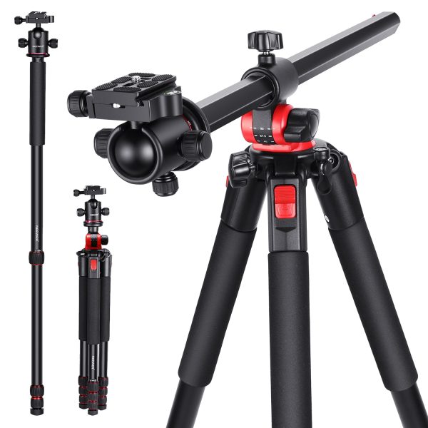 Neewer 184cm Aluminum Camera Tripod Monopod, 360 Degree Rotatable Center Column