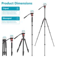 Neewer 2-in-1 Aluminum Alloy Camera Tripod Monopod 70.8 inches/180cm with 1/4