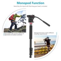 Neewer 2-in-1 Aluminum Alloy Camera Tripod Monopod 70.8 inches/180cm with 1/4