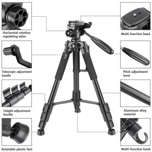 Neewer-Camera-Tripod-Portable-56-inches-142cm-Aluminum-3-Way-Swivel-Pan-Head-Carrying-Bag-for-1