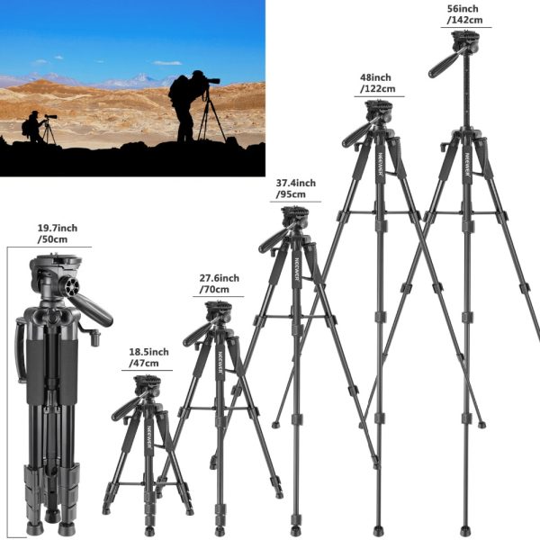 Neewer Camera Tripod Portable 56 inches/142cm Aluminum 3-Way Swivel Pan Head Carrying Bag