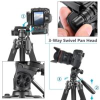 Neewer Camera Tripod Portable 56 inches/142cm Aluminum 3-Way Swivel Pan Head Carrying Bag