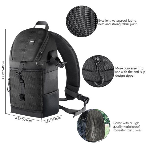 Neewer Professional Sling Camera Storage Bag Durable Waterproof and Tear Proof Black Carrying Backpack Case