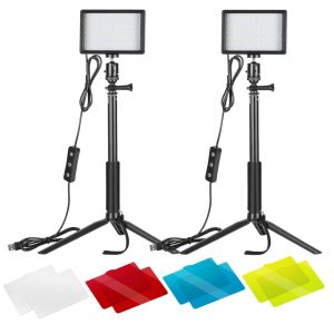 Neewer USB LED Video Light 2 Packs Dimmable 5600K with Adjustable Tripod Stand/Color Filters