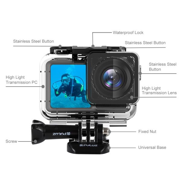 PULUZ 61m Underwater Waterproof Housing Diving Case for DJI Osmo Action Protector Cover, with Buckle Basic Mount & Screw