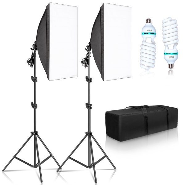 Photography 50x70CM Softbox Lighting Kits Professional Light System With E27