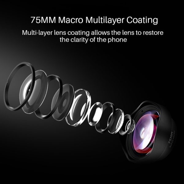 Professional Phone Camera Lens 75mm Macro Lens HD DSLR Effect Clip-on for iPhone 13