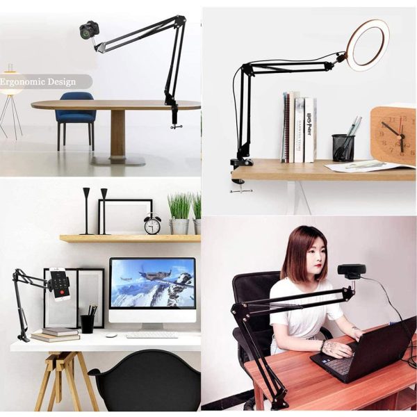 RGB Color Soft Ring Light With Desk Long Arm Tablet Tripod Photography Lighting Selfie RingLight Circle