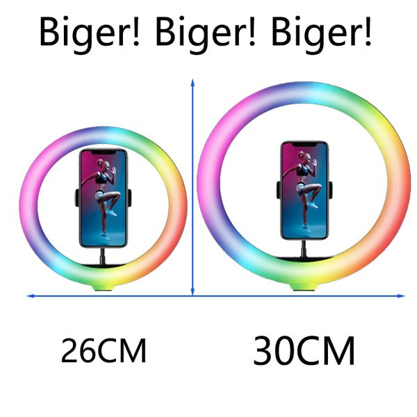 RGB Color Soft Ring Light With Desk Long Arm Tablet Tripod Photography Lighting Selfie RingLight Circle