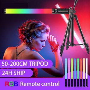 RGB Stick Handheld Photography Lighting Wand Flash Fill Light With Tripod Stand Party Colorful LED