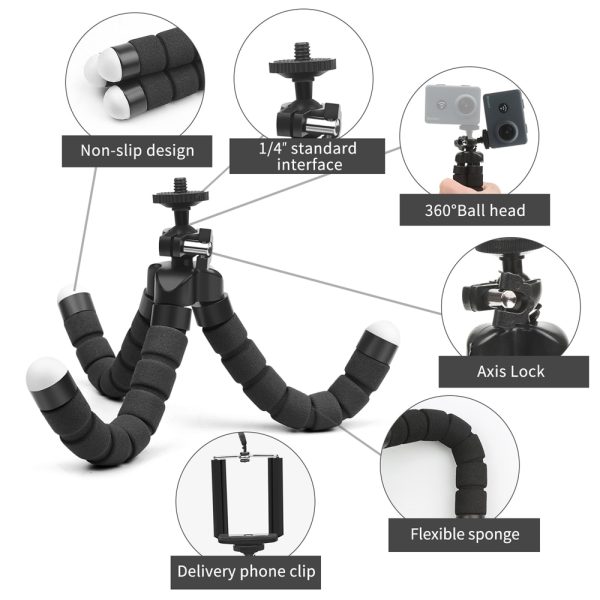 SHOOT Mini Flexible Sponge Octopus Tripod for iPhone Samsung Xiaomi Huawei Mobile Phone