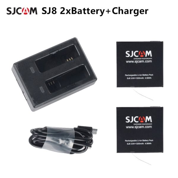 SJ8 Dual Charger 2pcs 1200mAh Li-ion Battery For SJCAM SJ8 Pro / SJ8 Plus / SJ8 Air