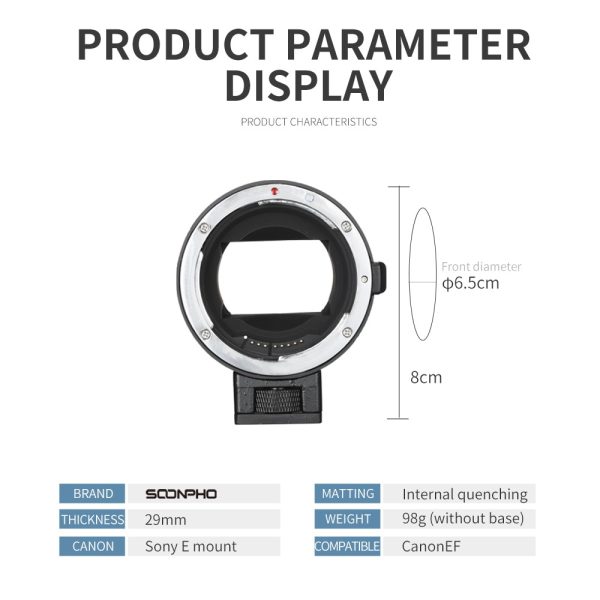 SOONPHO EF-NEX Lens Mount Adapter for Sony Canon EF EF-S lens to E-mount NEX A7 A7R A7s NEX-7 NEX-6 5 Camera Full Frame