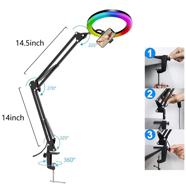 Selfie Ring Light RGB Fill LED RingLight Selfie Lamp Photography Lighting With Mobile Holder Tripod Stand