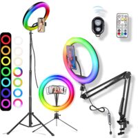 Selfie Ring Light RGB Fill LED RingLight Selfie Lamp Photography Lighting With Mobile Holder Tripod Stand