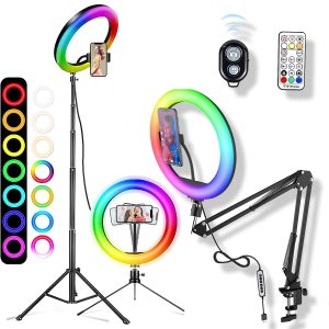 Selfie Ring Light RGB Fill LED RingLight Selfie Lamp Photography Lighting With Mobile Holder Tripod Stand